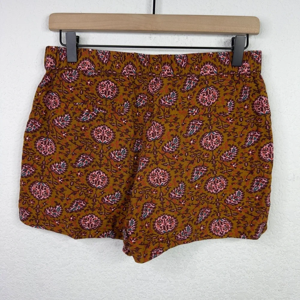 Madewell Shorts Women S Brown Paisley Floral Elastic Waist Boho Coastal Festival